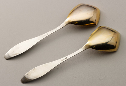 Jugendstil German Silver Serving Spoons (Pair) - Lazurus Posen